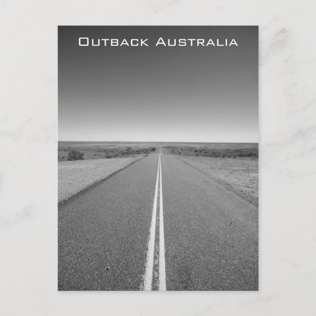 Cartão Postal Outback Road Austrália, Preto e Branco - Cartão-po (Frente)