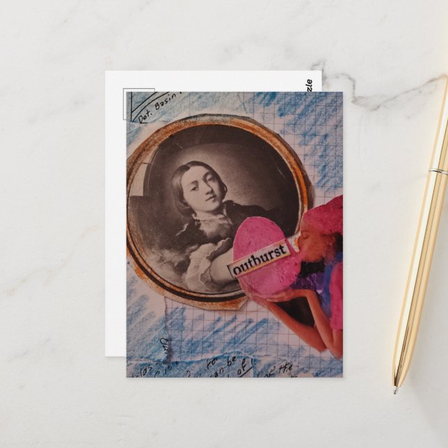 Cartão Postal Outburst Messy Mixed Media Collage (Frente/Verso In Situ)