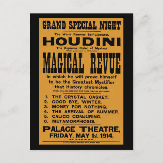 Cartão Postal Outdoor amarelo Harry Houdini restaurado em 1914