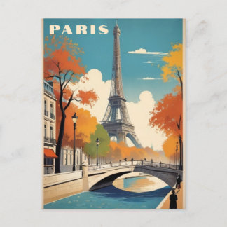 Cartão Postal Outono em Paris, França, Viagem da Torre Eiffel