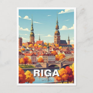 Cartão Postal Outono em Riga Letônia Viagem