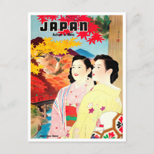 Cartão Postal Outono na viagens vintage do Japão