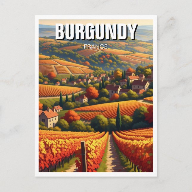 Cartão Postal Outono no Burgundy France Viagem (Frente)