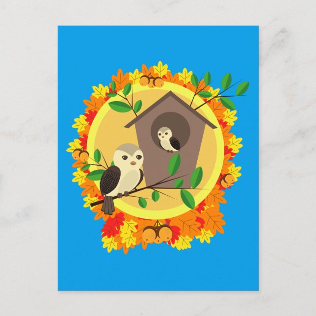 CARTÃO POSTAL OUTONO OWLS (Frente)
