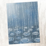 Cartão Postal Outra Pintura Do Dia De Chuva<br><div class="desc">Pintura de chuva e poças a saltar num fundo azul. Um típico dia de verão inglês.</div>