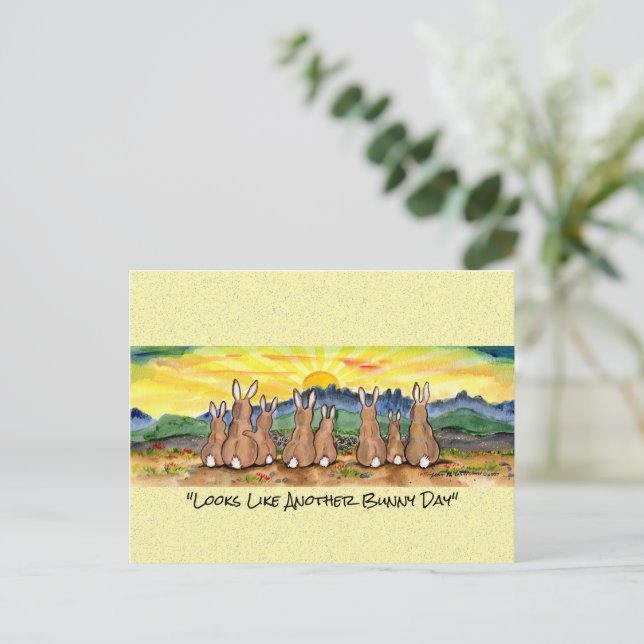Cartão Postal Outro Posto de Arte por Aquarela Sunny Day Rabbit (Em pé/Frente)