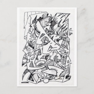 Cartão Postal Outros planetas aqui, cartão-postal de desenho a t