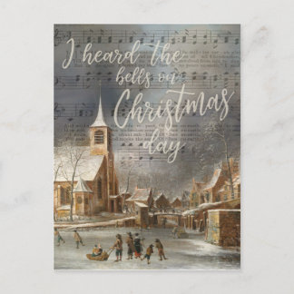 Cartão Postal Ouvi os sinos no dia de Natal, Igreja Vintage