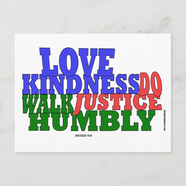 Cartão Postal OVE KINDNESS WALK HUMBLY Mini Calendar Micah 6:8 (Frente)