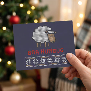 Cartão Postal Ovelha de Natal Baa Humbug
