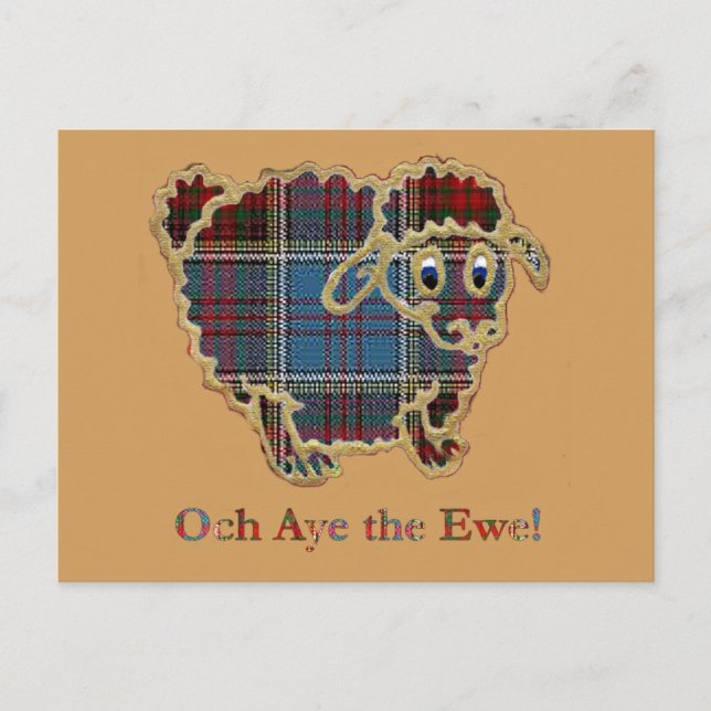 Cartão Postal ovelha tartana "Och Aye the Ewe" (Frente)