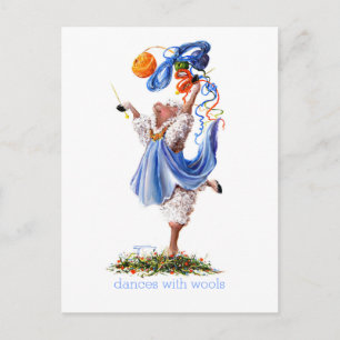 Cartão Postal Ovelhas Divertidas Incognito Arte "Dança com Wools