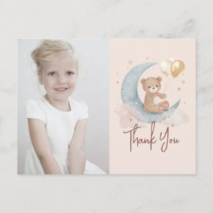 Cartão Postal Over The Moon Teddy Bear Birthday Thank You