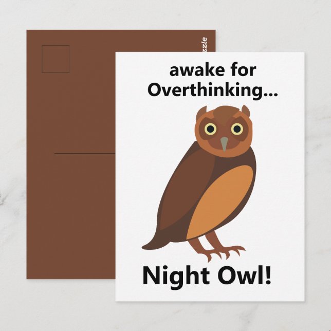 Cartão Postal Overthinking Night Owl Funny (Frente/Verso)