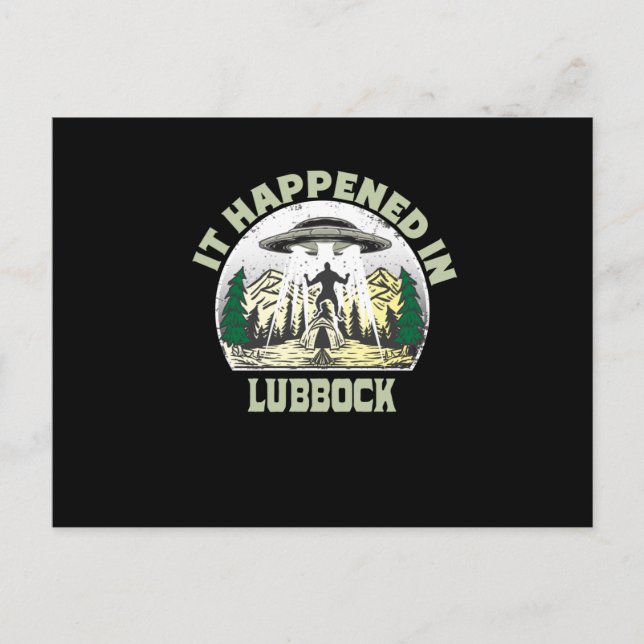 Cartão Postal OVNI alienígena na cidade de lubock (Frente)