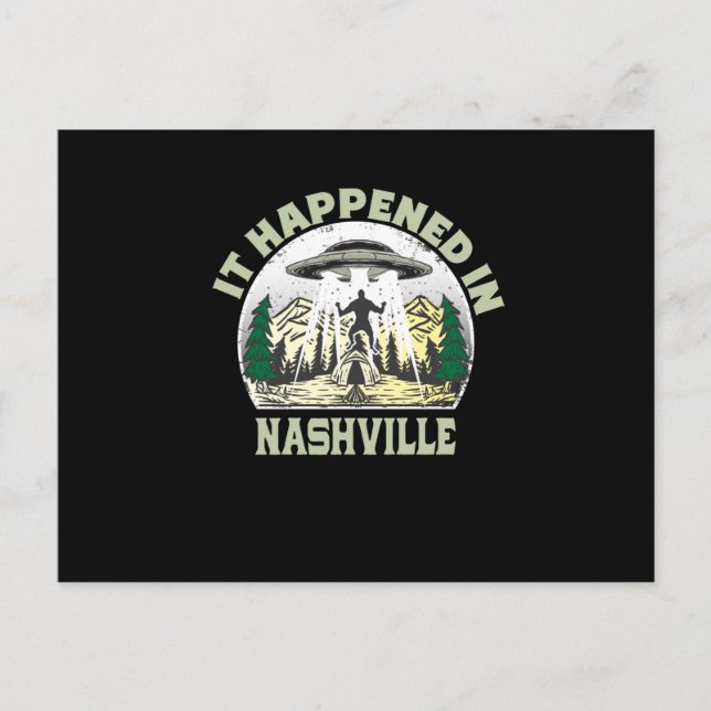 Cartão Postal OVNI Alienígena na cidade de Nashville (Frente)