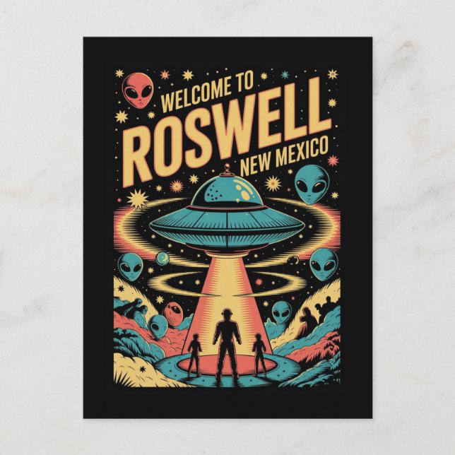 Cartão Postal OVNI de Alienígena do Novo México - Roswell (Frente)