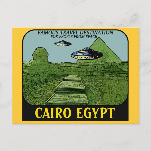 CARTÃO POSTAL OVNI ESTÁ SOBRE O CAIRO EGITO VIAGEM DESIGN (Frente)