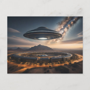 Cartão Postal OVNI sobre Cidade Circular