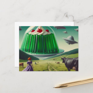 Cartão Postal OVNIs Verdes do Tratado Sweet chicoteados e cereja