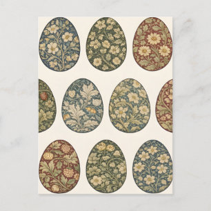 Cartão Postal Ovo de Páscoa Botânico Inspirado em William Morris