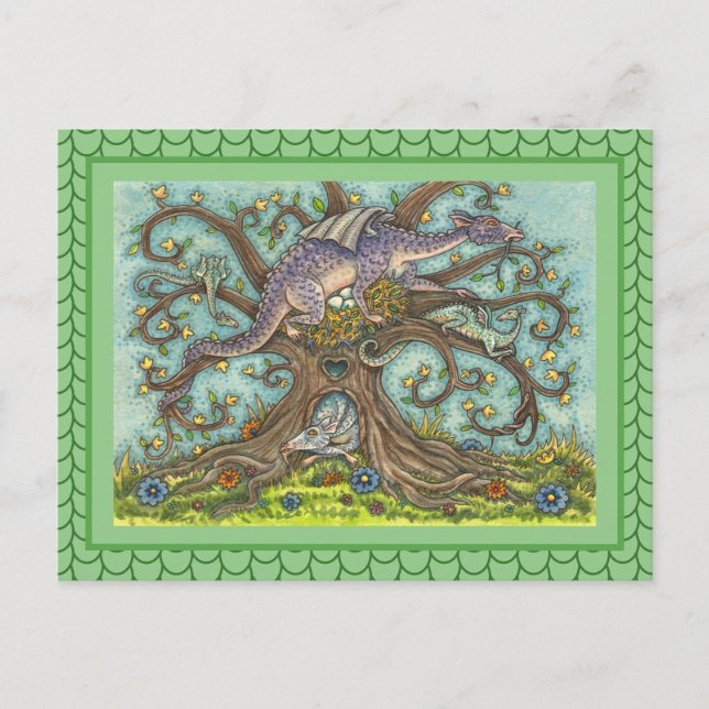 CARTÃO POSTAL OVOS DE DRAGÃO, LAIR MEDIEVAL, ARTE FOLK FANTASY (Frente)