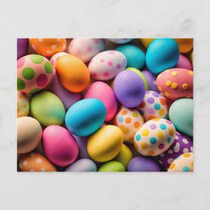 Cartão Postal Ovos de Páscoa Coloridos e Felizes