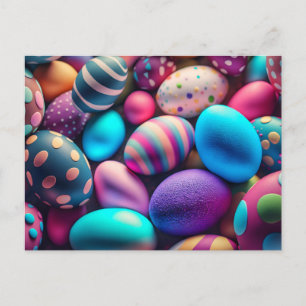 Cartão Postal Ovos de Páscoa Decorativos Fofos