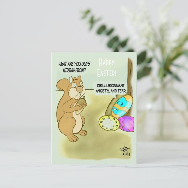 Cartão Postal Ovos de Páscoa Escondidos (Em pé/Frente)