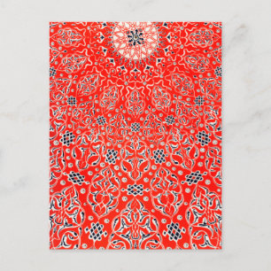 Cartão Postal Owen Jones Vintage Design de Padrão Turco Vermelho