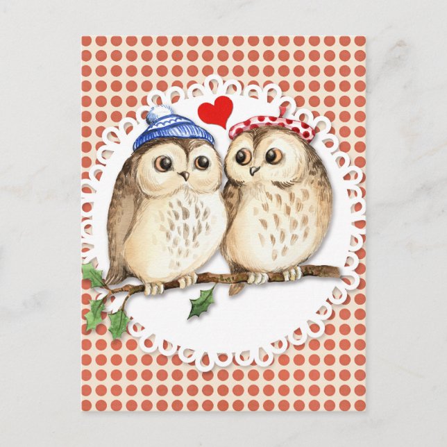 Cartão Postal Owl Love (Frente)
