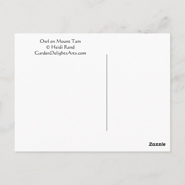 Cartão Postal Owl Mount Tam (Verso)