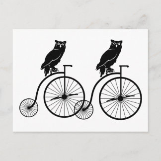 Cartão Postal Owl Riding Vintage Bike