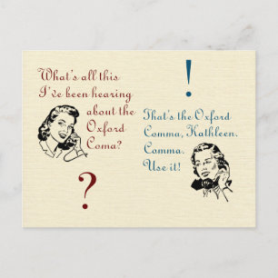Cartão Postal Oxford Comma Not Coma with Retro Ladies