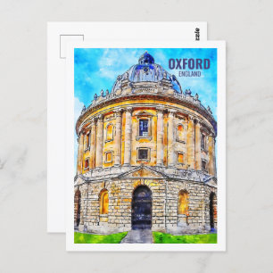 Cartão Postal Oxford England Familiar Viagem Place Watercolor