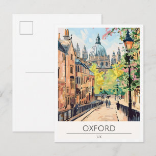 Cartão Postal Oxford Reino Unido Arte Ilustração Viagem