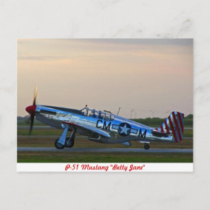 Cartão Postal P-51 Mustang Betty Jane Postcard