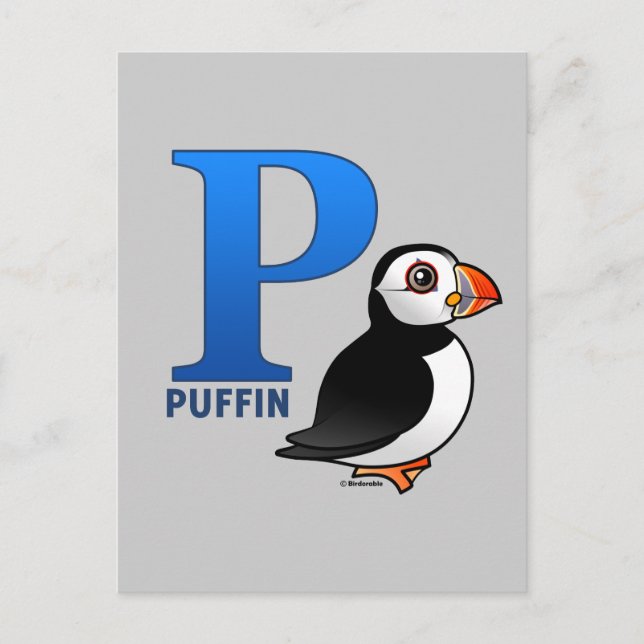 Cartão Postal P é para Puffin (Frente)