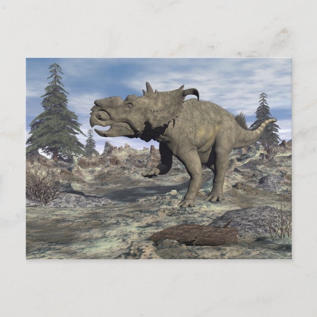 Cartão Postal Pachyrhinosaurus dinosaur walking - 3D render (Frente)
