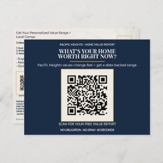 Cartão Postal Pacific Heights Luxury Home Value QR Code Realtor