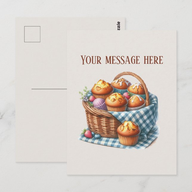 Cartão Postal Padaria adicionar mensagem Nome da empresa muffins (Frente/Verso)