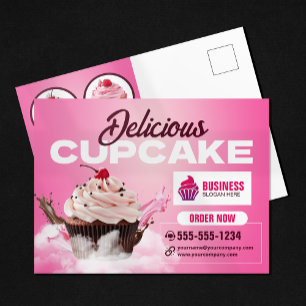Cartão Postal Padaria de Cupcake Moderna Loja de Bolo de Sobreme