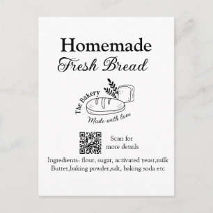 Cartão Postal Padaria de pão fresco adicionar nome ingredientes