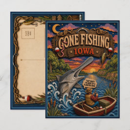 Cartão Postal Paddlefish Americano Iowa Pescaria