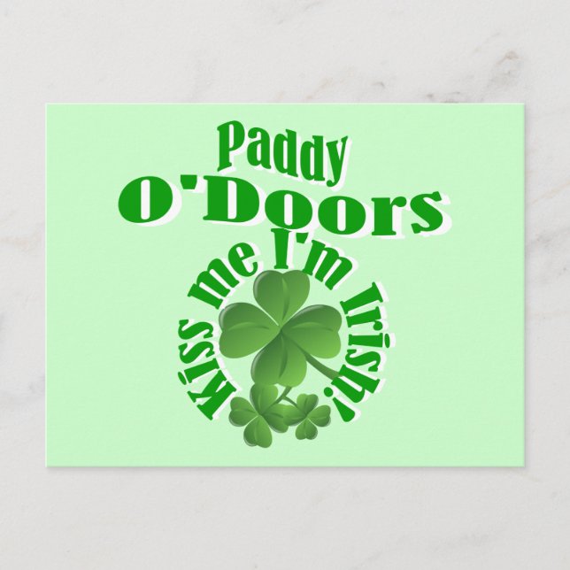 Cartão Postal Paddy O'Doors, nome irlandês engraçado (Frente)