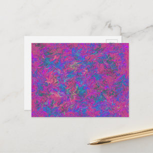 Cartão Postal Padrão Abstrato Divertido Rosa, Azul e Multicolori