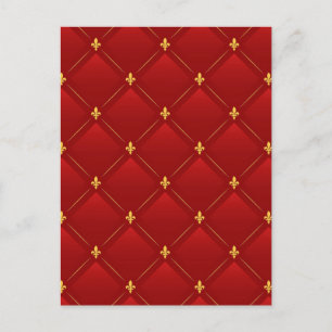Cartão Postal padrão art nouveau vermelho e dourado