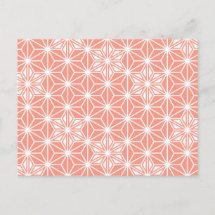 Cartão Postal Padrão Asanoha japonês - rosa-coral
