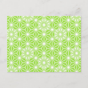 Cartão Postal Padrão Asanoha japonês - verde limão leve