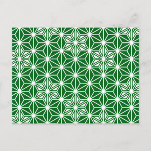 Cartão Postal Padrão Asanoha japonês - verde-pinho